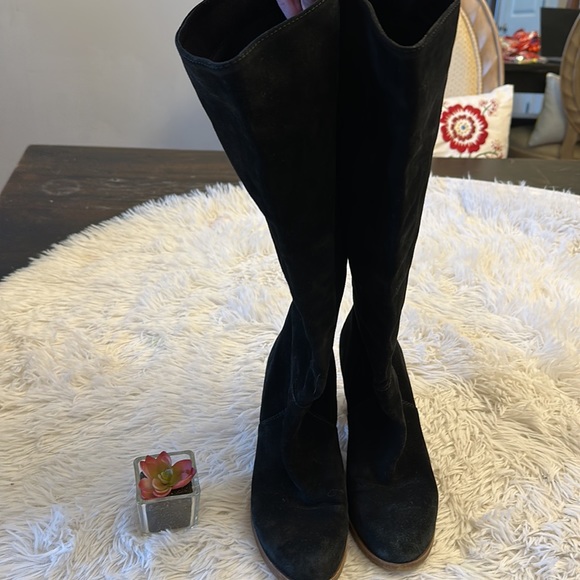 J.Crew Black Suede Calf Slouchy Heel Winter fall boots women size 7 - Picture 4 of 9